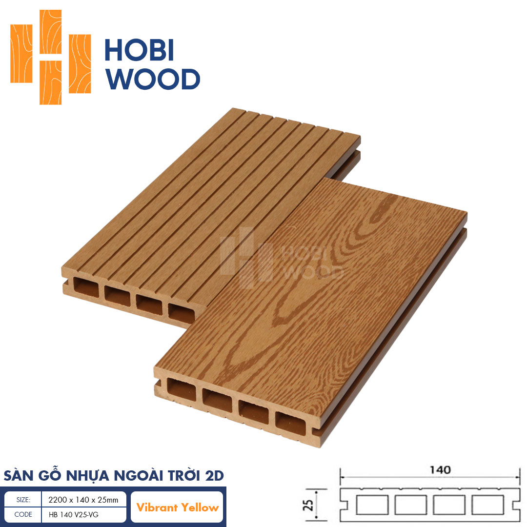 Sàn Gỗ Nhựa HobiWood 2D HB 140 V25-VG Vibrant Yellow
