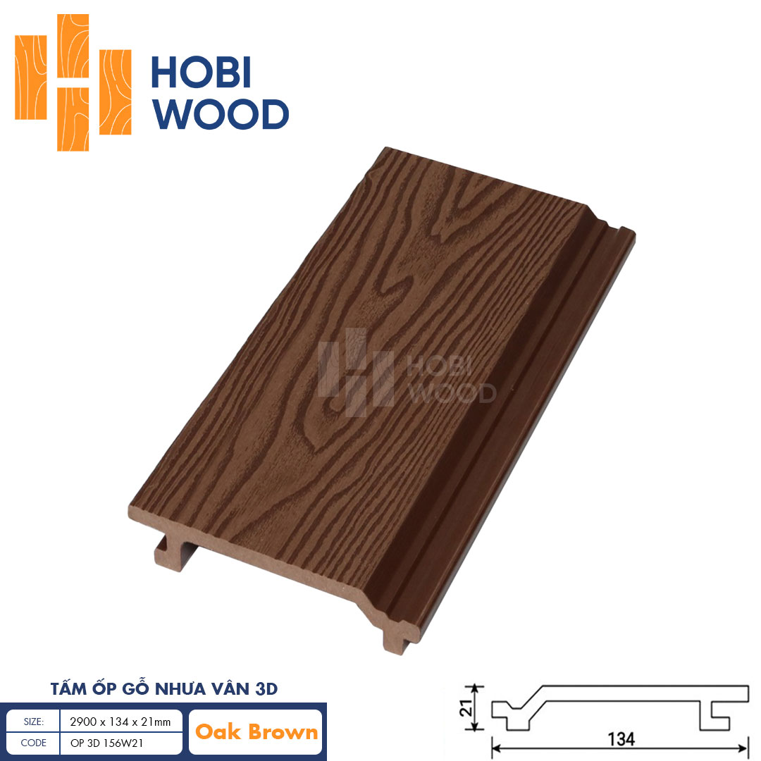 Tấm ốp gỗ nhựa HobiWood vân 3d OP-3D-156W21 oak brown