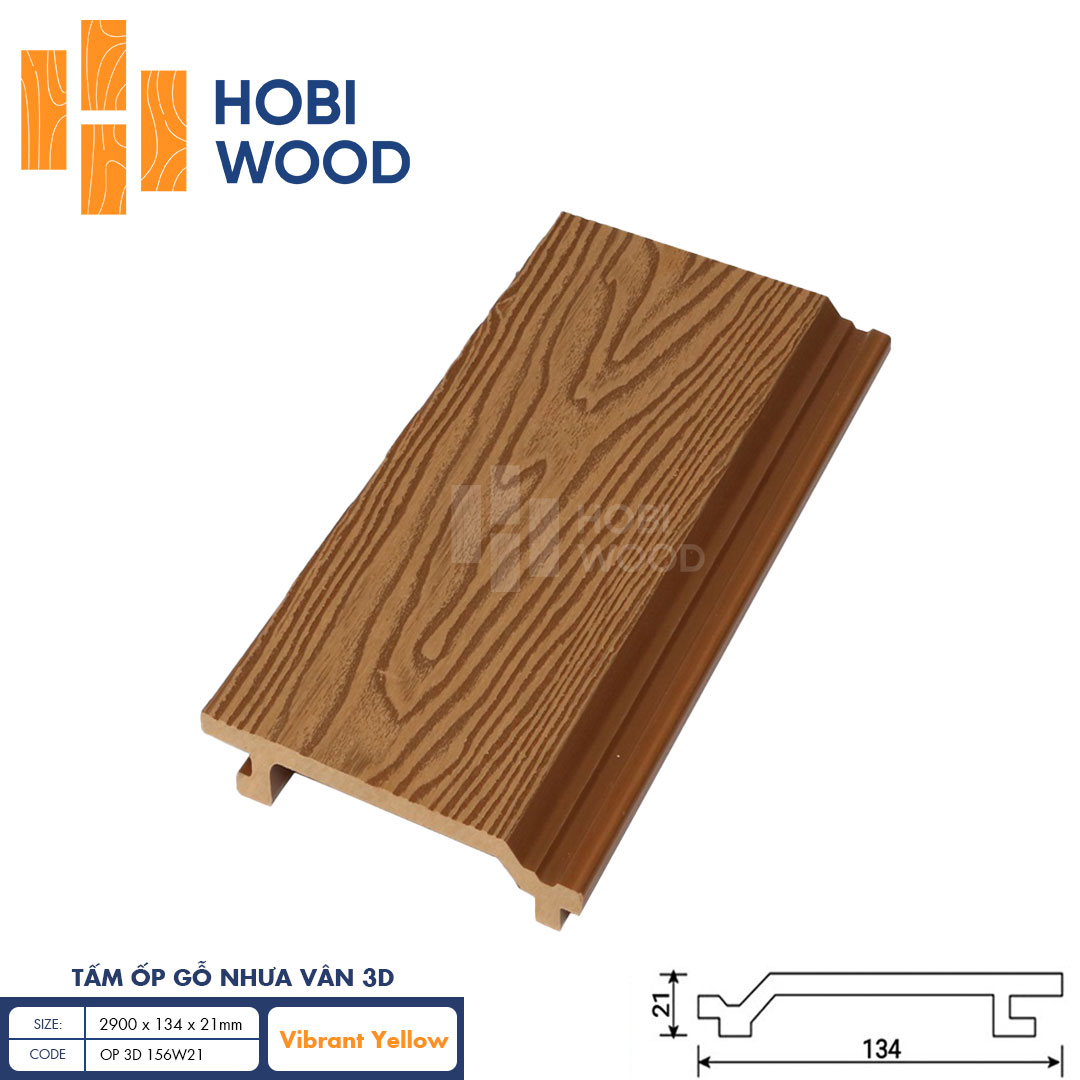 Tấm ốp gỗ nhựa HobiWood vân 3d OP-3D-156W21 vibrant yellow