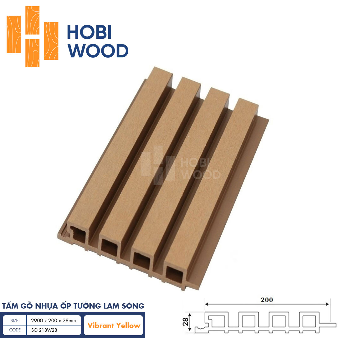Tấm ốp lam sóng gỗ nhựa HobiWood SO 218W28 (Vibrant Yellow)