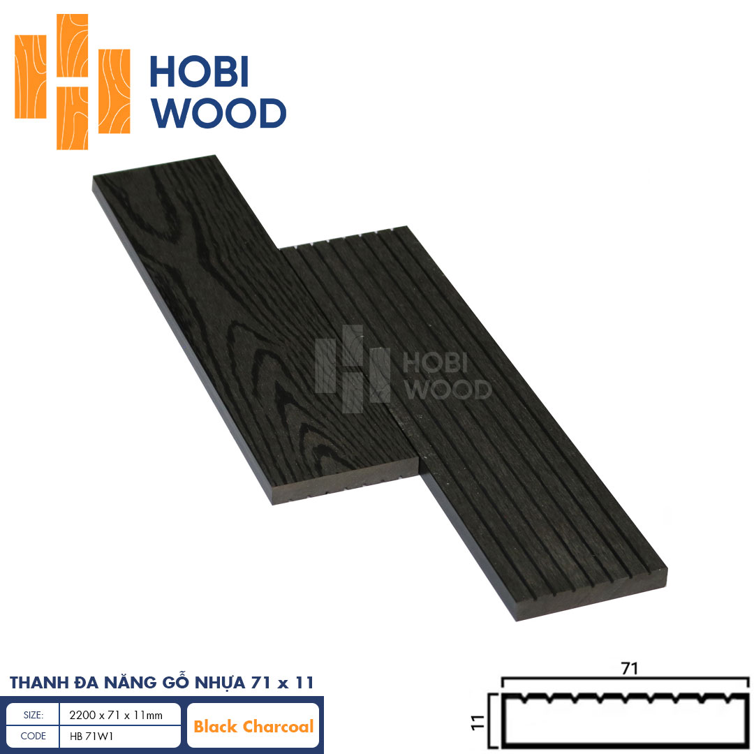 Thanh đa năng gỗ nhựa HobiWood HB 71W11 (Black Charcoal)