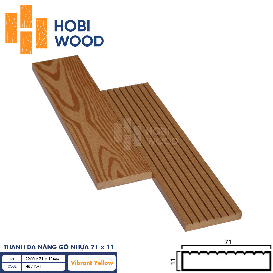 Thanh đa năng gỗ nhựa HobiWood HB 71W11 (Vibrant Yellow)
