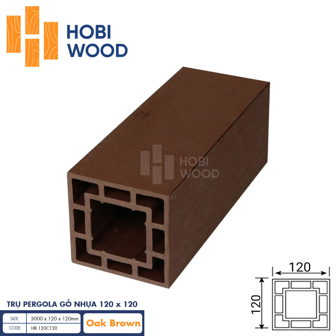 Trụ gỗ nhựa HobiWood HB 120C120 (Oak Brown)