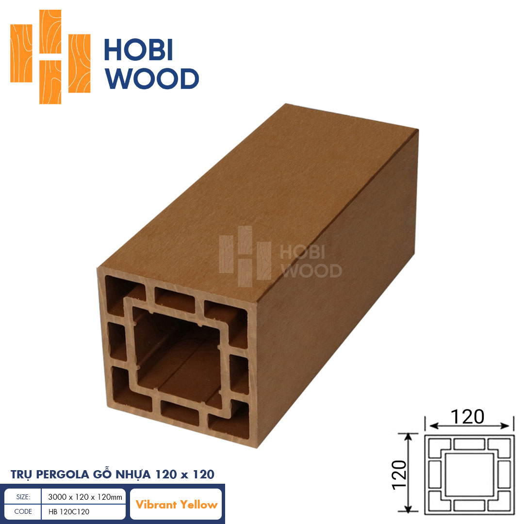 Trụ gỗ nhựa HobiWood HB 120C120 (Vibrant Yellow)