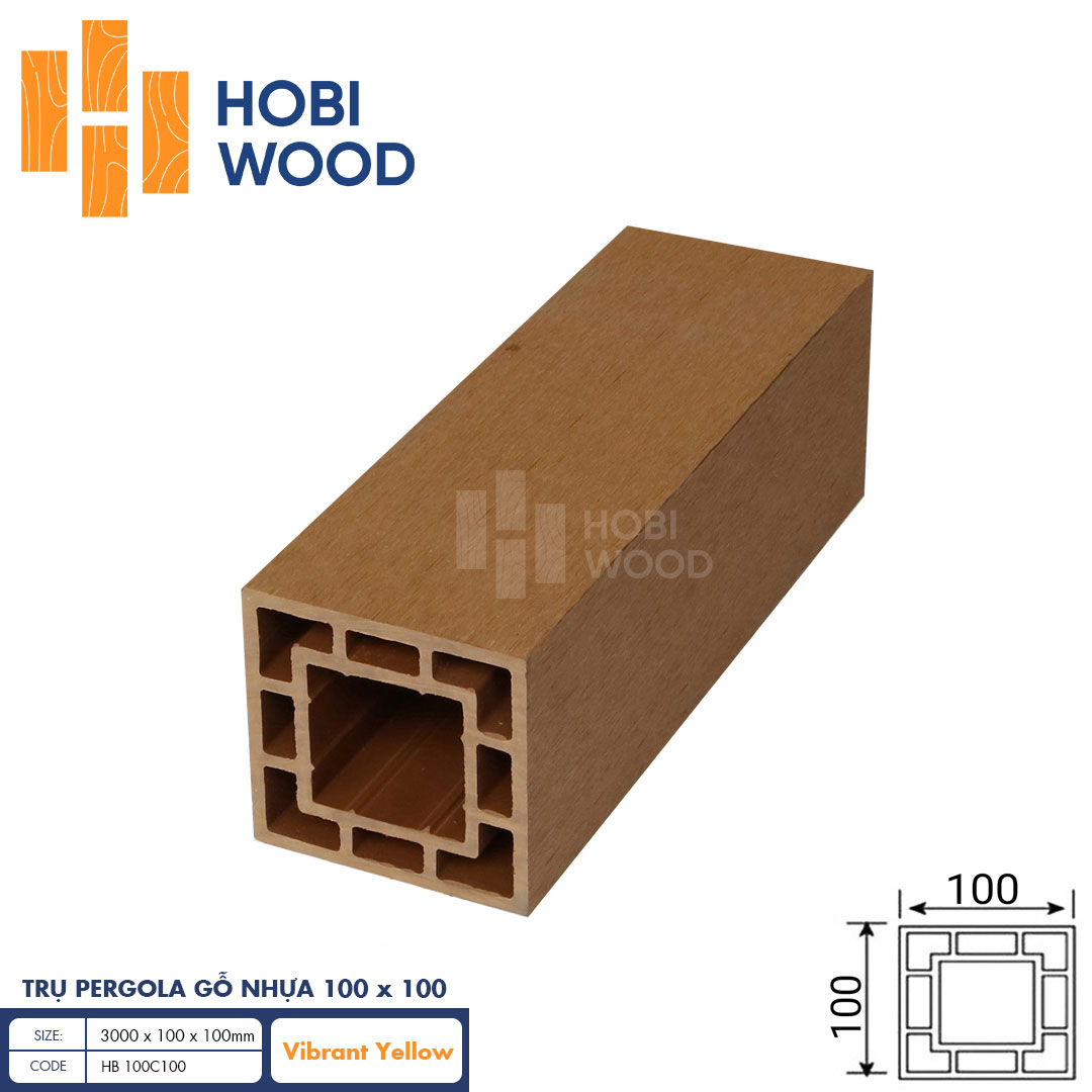 Trụ gỗ nhựa HobiWood HB 100C100 (Vibrant Yellow)