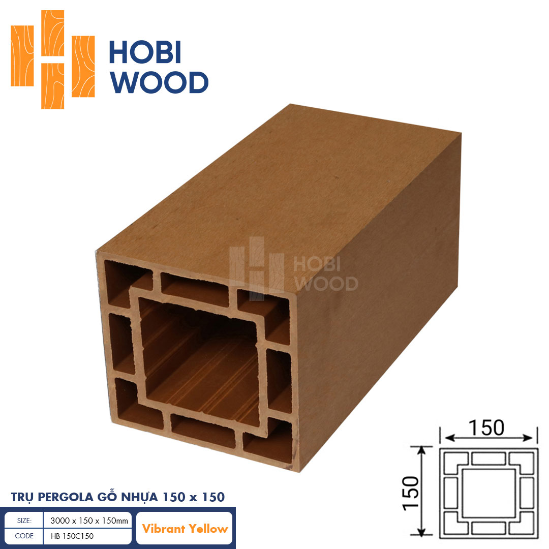 Trụ gỗ nhựa HobiWood HB 150C150 (Vibrant Yellow)
