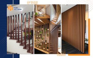 Thanh lam nhựa giả gỗ Hobiwood ứng dụng làm vách ngăn trang trí