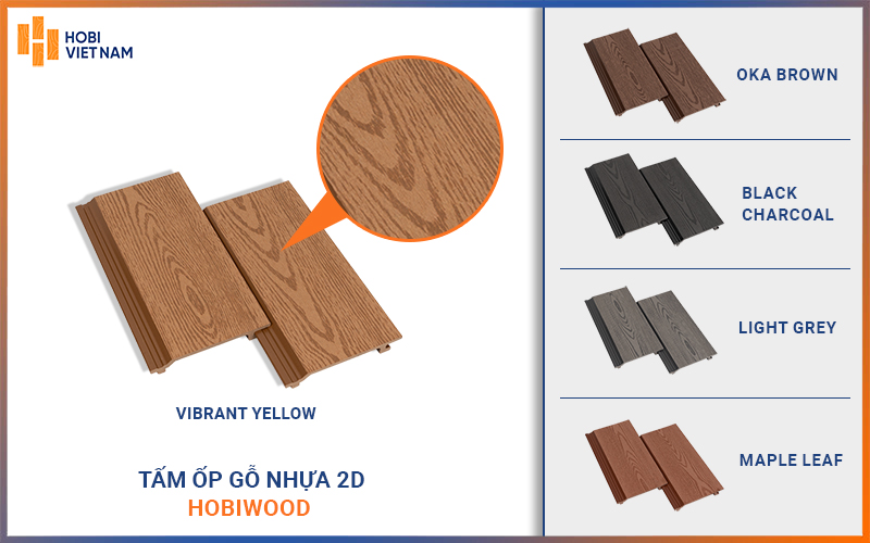 Bảng màu của tấm ốp gỗ nhựa 2D Hobiwood
