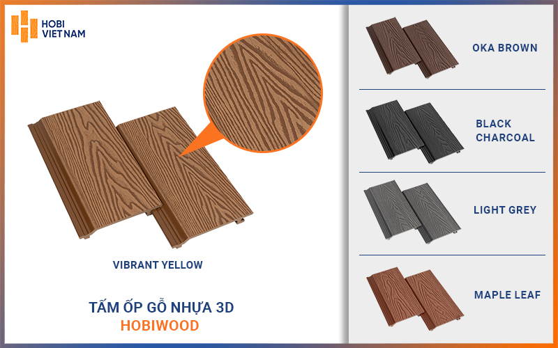 Bảng màu của tấm ốp gỗ nhựa 3D Hobiwood