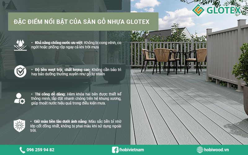 Đặc điểm nổi bật của sàn gỗ nhựa Glotex