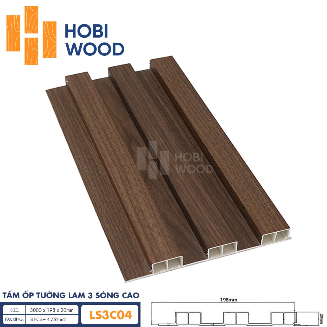 Tấm ốp lam 3 sóng cao HobiWood LS3C04