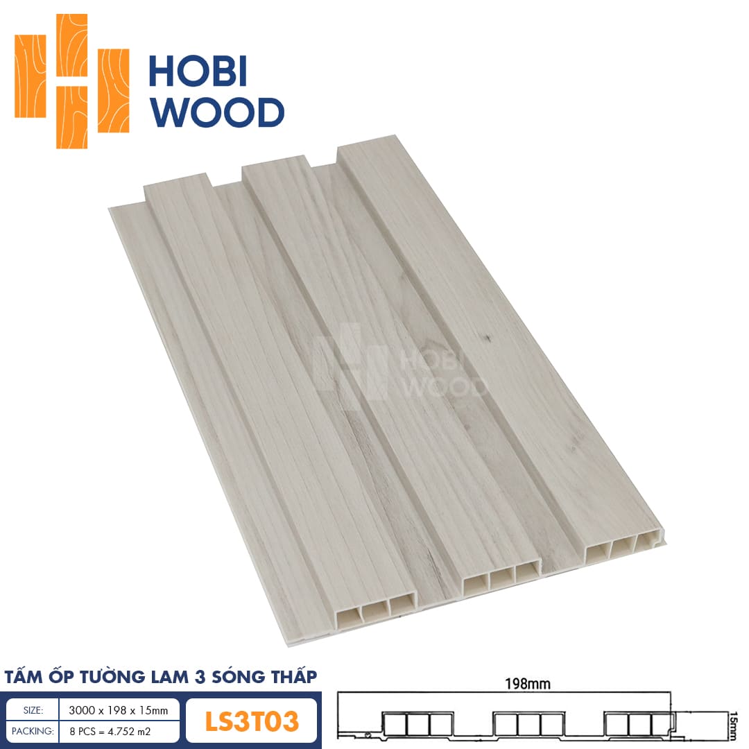 Tấm ốp lam 3 sóng thấp HobiWood LS3T03
