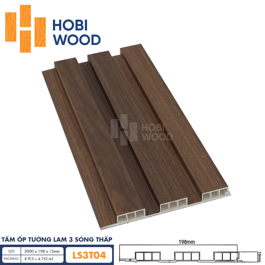Tấm ốp lam 3 sóng thấp HobiWood LS3T04