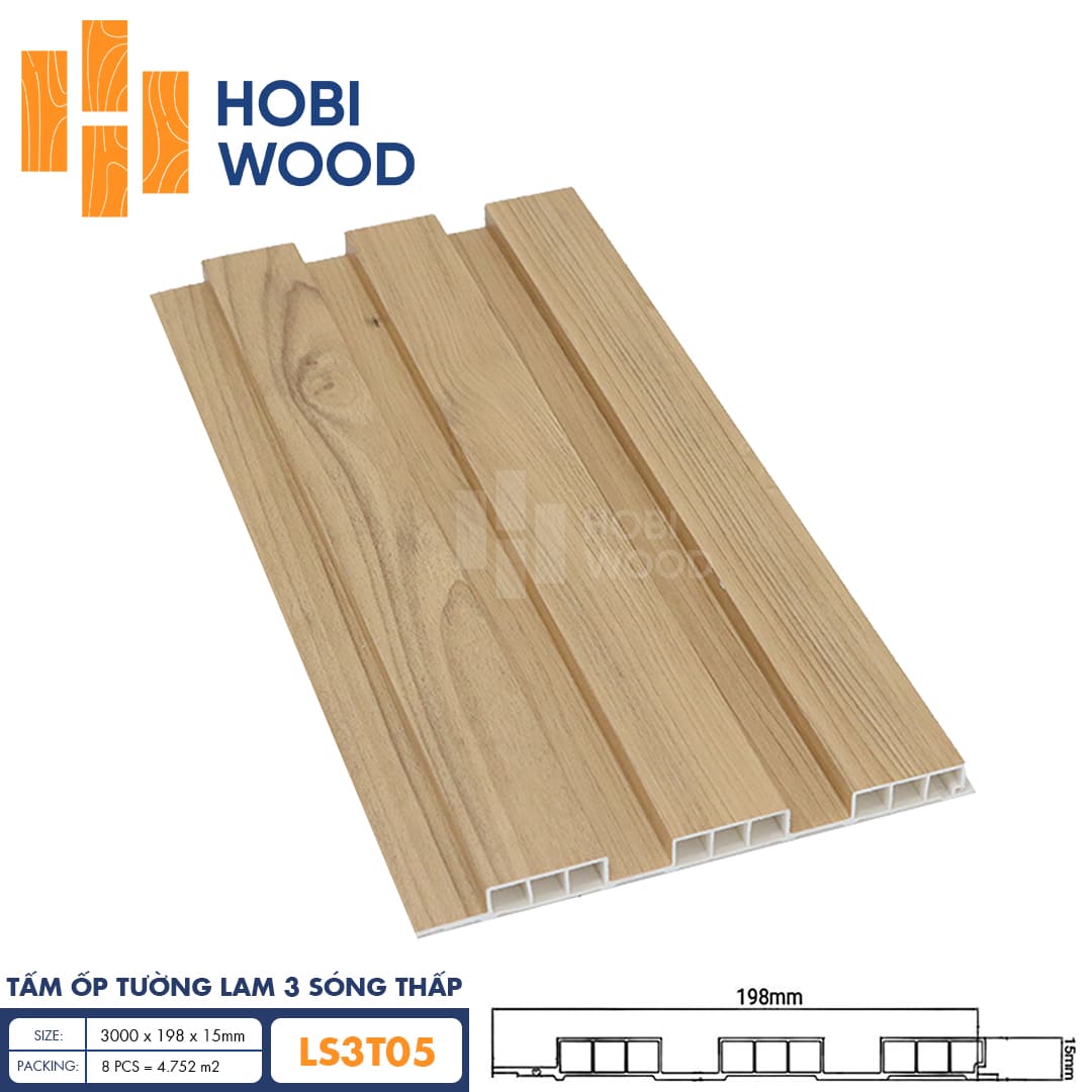Tấm ốp lam 3 sóng thấp HobiWood LS3T05