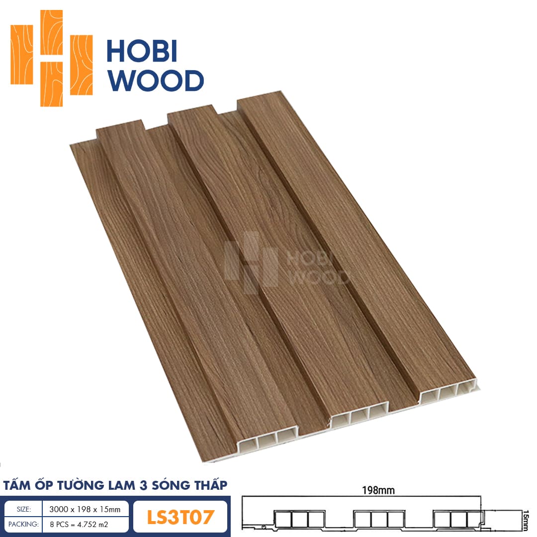 Tấm ốp lam 3 sóng thấp HobiWood LS3T07