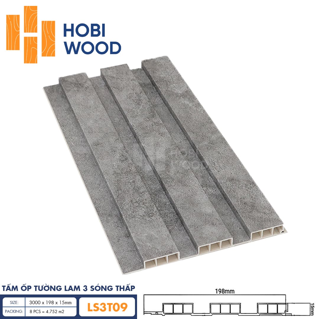 Tấm ốp lam 3 sóng thấp HobiWood LS3T09