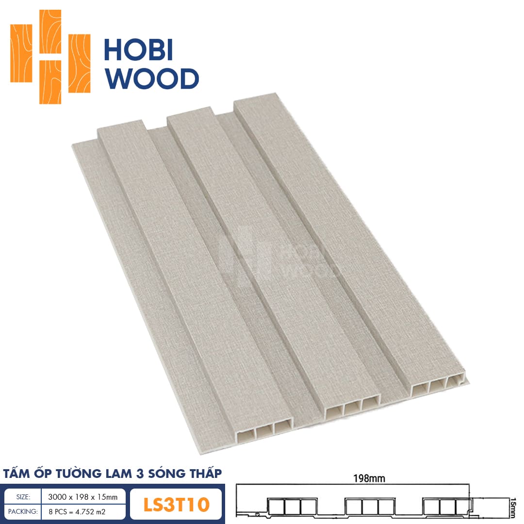 Tấm ốp lam 3 sóng thấp HobiWood LS3T10