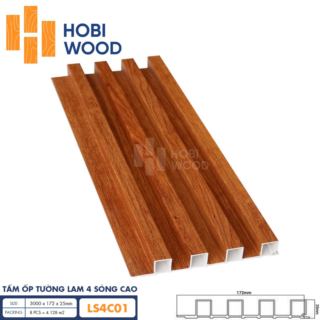 Tấm ốp lam 4 sóng cao HobiWood LS4C01
