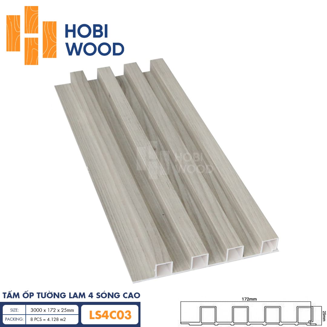Tấm ốp lam 4 sóng cao HobiWood LS4C03