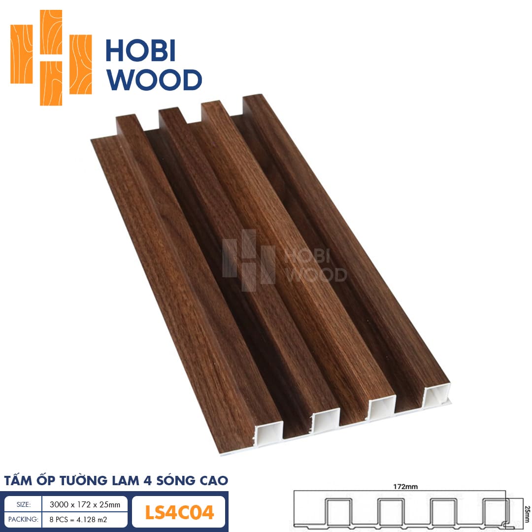 Tấm ốp lam 4 sóng cao HobiWood LS4C04