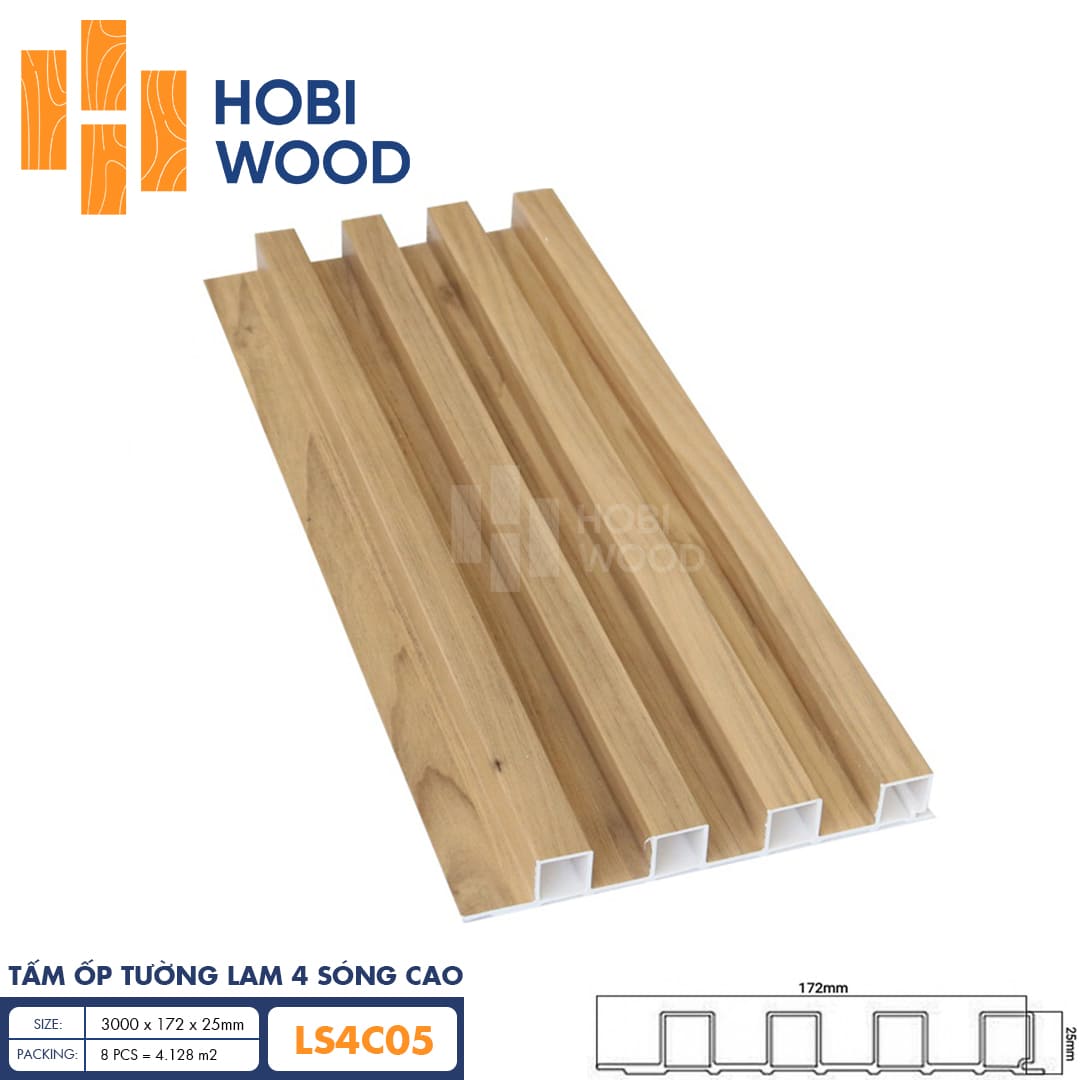 Tấm ốp lam 4 sóng cao HobiWood LS4C05