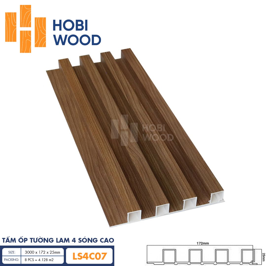 Tấm ốp lam 4 sóng cao HobiWood LS4C07