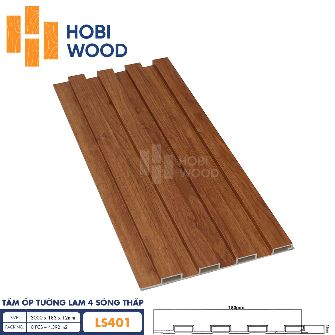 Tấm ốp lam 4 sóng thấp HobiWood LS401