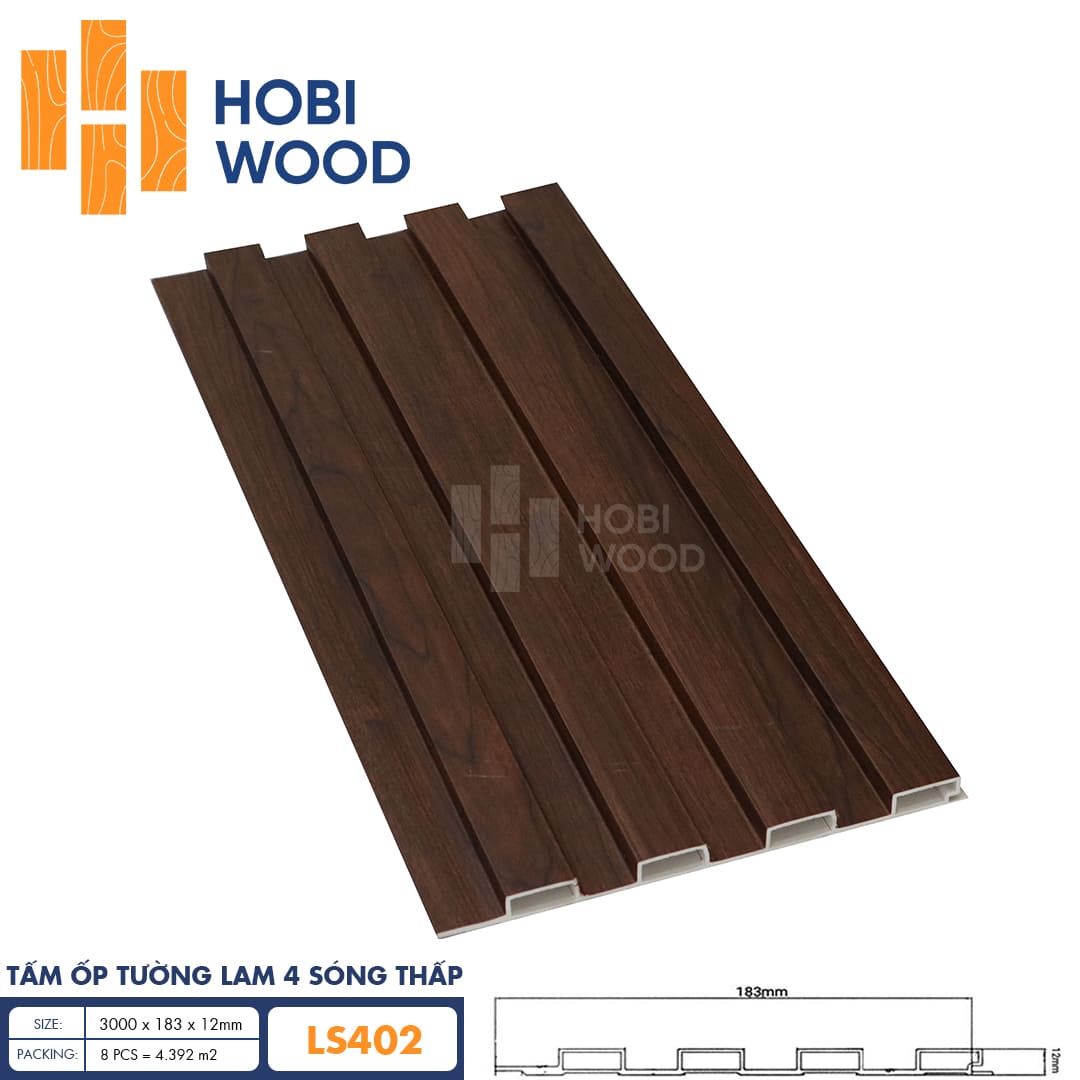 Tấm ốp lam 4 sóng thấp HobiWood LS402