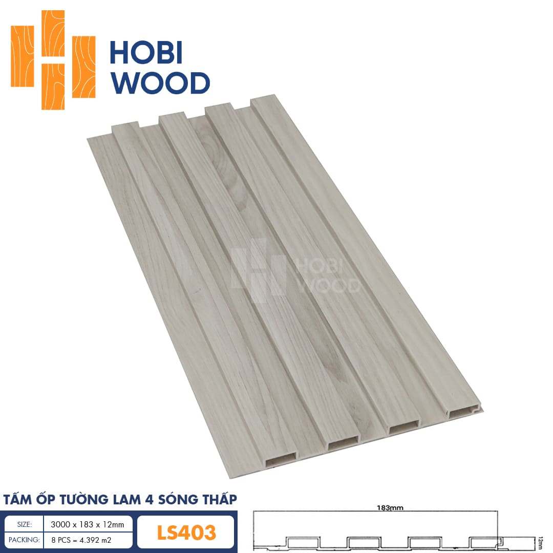 Tấm ốp lam 4 sóng thấp HobiWood LS403