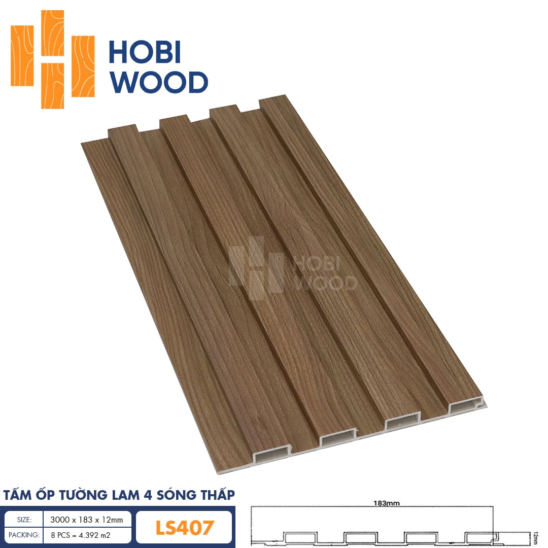 Tấm ốp lam 4 sóng thấp HobiWood LS407