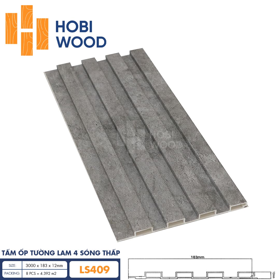Tấm ốp lam 4 sóng thấp HobiWood LS409