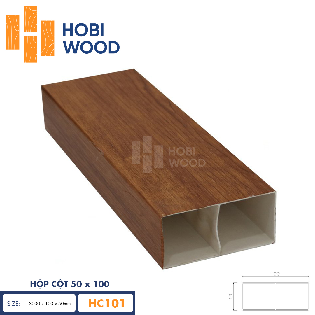 Thanh lam nhựa giả gỗ 50x100 HobiWood HC101