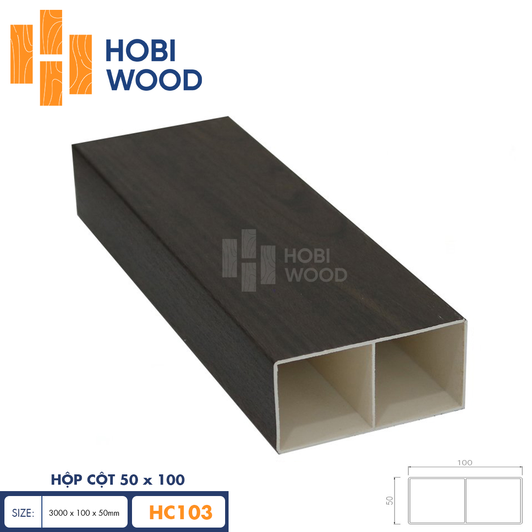 Thanh lam nhựa giả gỗ 50x100 HobiWood HC103