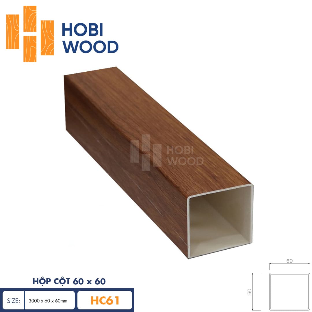 Thanh lam nhựa giả gỗ 60x60 HobiWood HC61