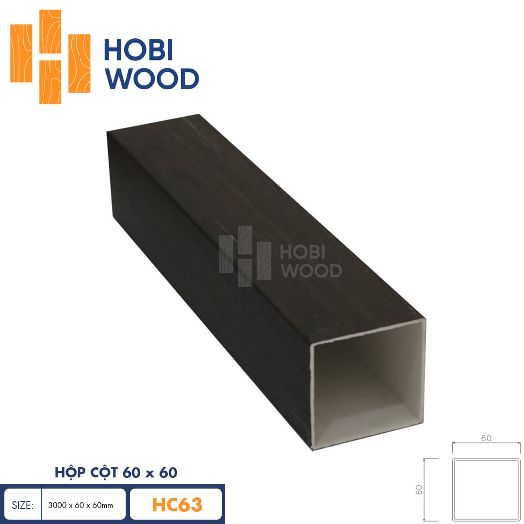 Thanh lam nhựa giả gỗ 60x60 HobiWood HC63