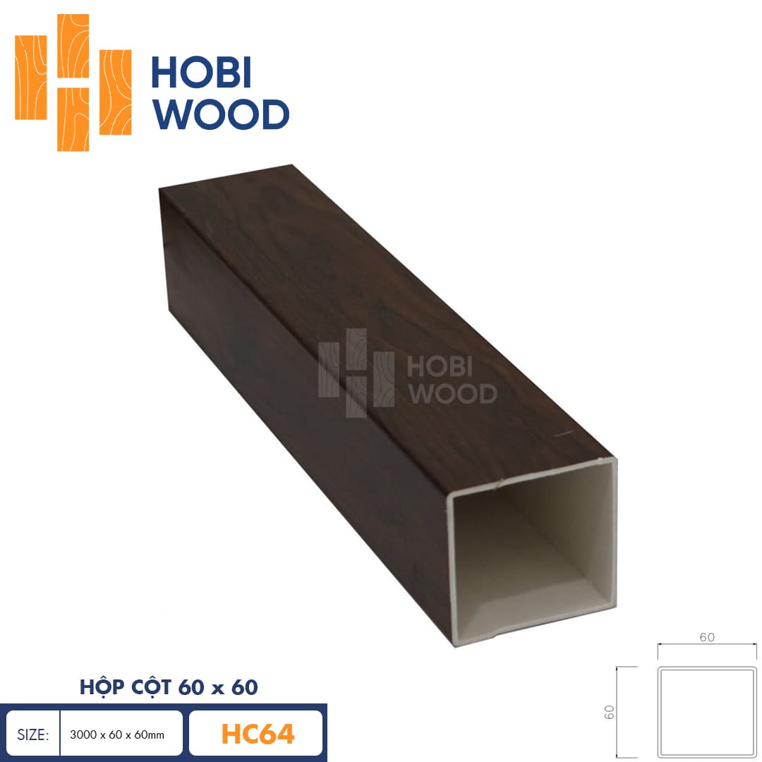 Thanh lam nhựa giả gỗ 60x60 HobiWood HC64